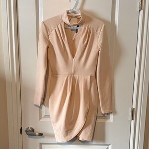 Boohoo Nude Long Sleeve Dress